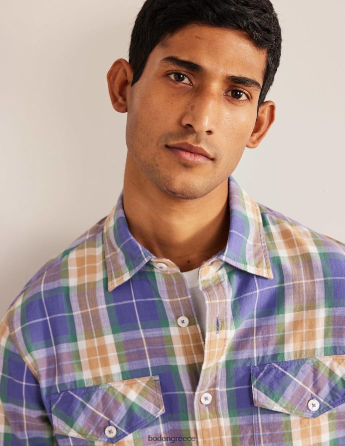 επιταγή μπλε κορσικής είδη ένδυσης casual βαμβακερό καρό πουκάμισο Boden άνδρες 464PH83535