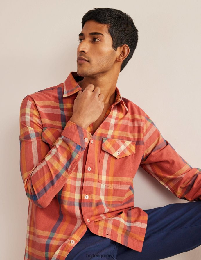 κόκκινη επιταγή είδη ένδυσης casual βαμβακερό καρό πουκάμισο Boden άνδρες 464PH83558