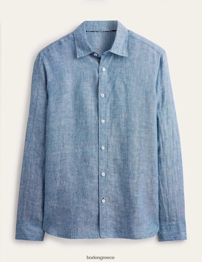 μπλε chambray είδη ένδυσης λινό πουκάμισο σε λεπτή εφαρμογή Boden άνδρες 464PH83496
