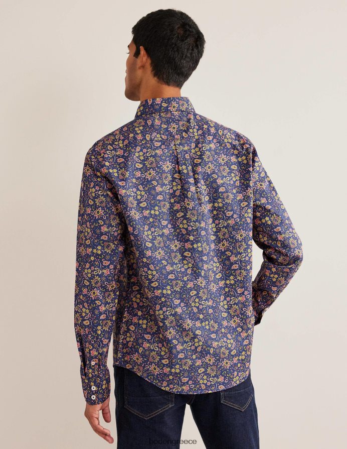 ροδάκινο paisley λουλουδάτο είδη ένδυσης πουκάμισο με γιακά Boden άνδρες 464PH83613