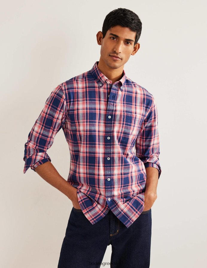 ξεθωριασμένη κόκκινη επιταγή είδη ένδυσης slim fit πουκάμισο με κουμπί Boden άνδρες 464PH83619