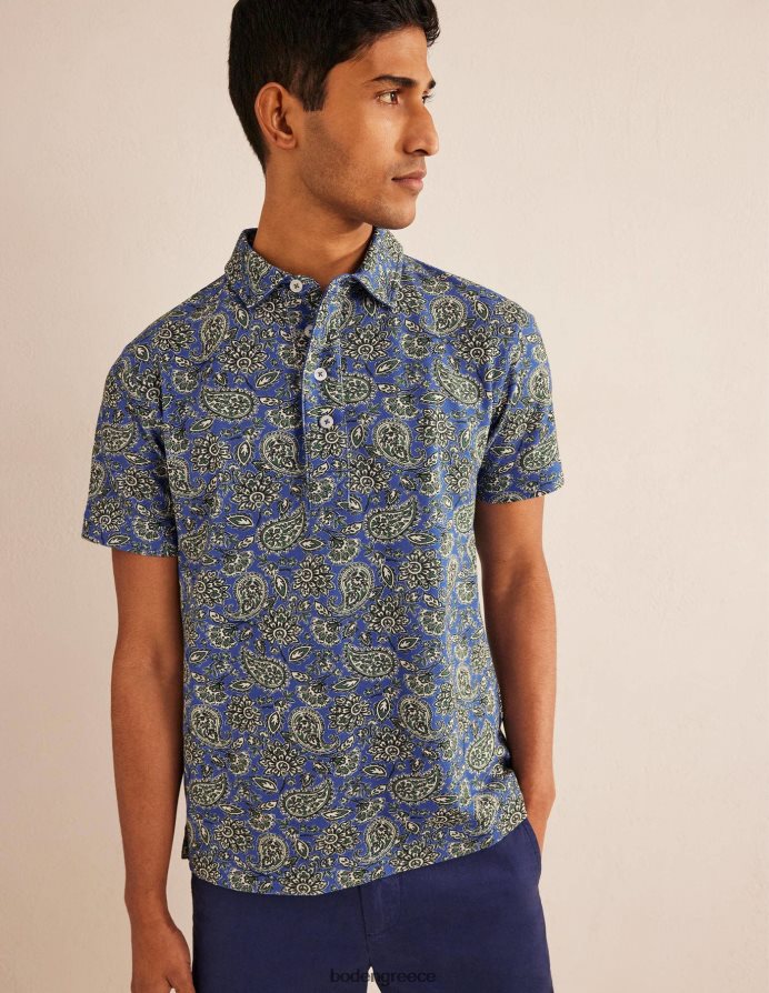 cabana blue paisley είδη ένδυσης λεπτή εφαρμογή πικέ πόλο Boden άνδρες 464PH83501