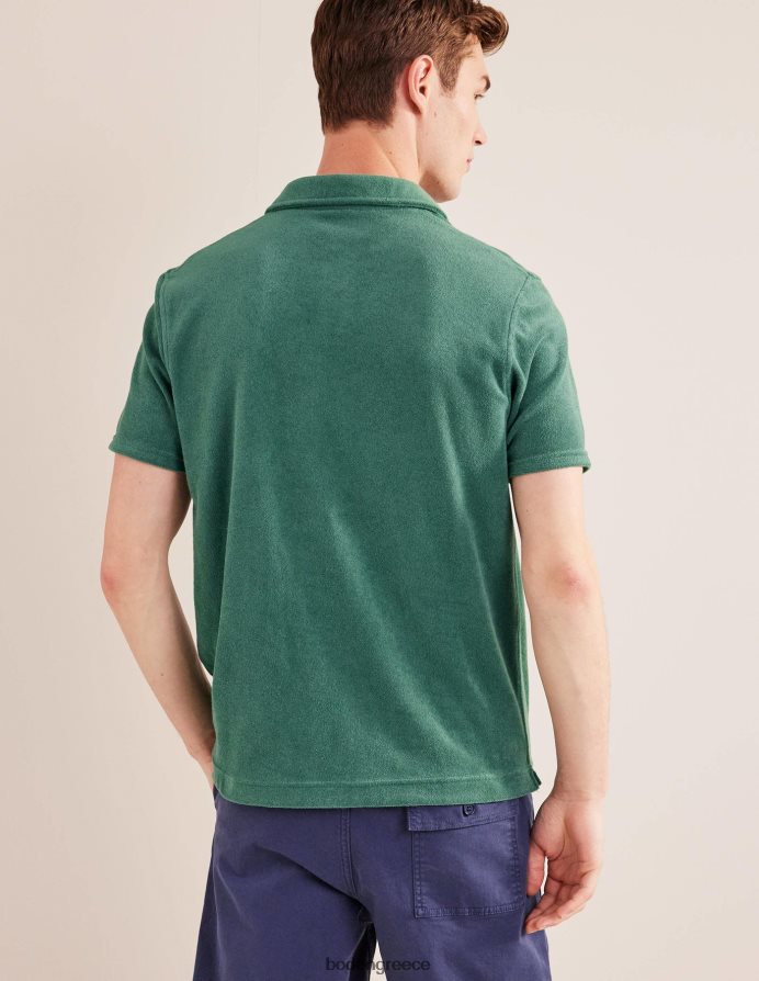 βαθύ πράσινο είδη ένδυσης ανοιχτό γιακά terry polo Boden άνδρες 464PH83502